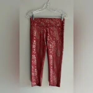 Elegant Floral Coral Leggings